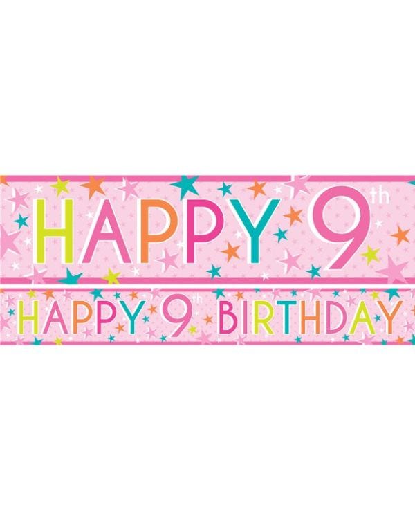 Girls 9th Birthday Paper Banners - 1m (3pk)