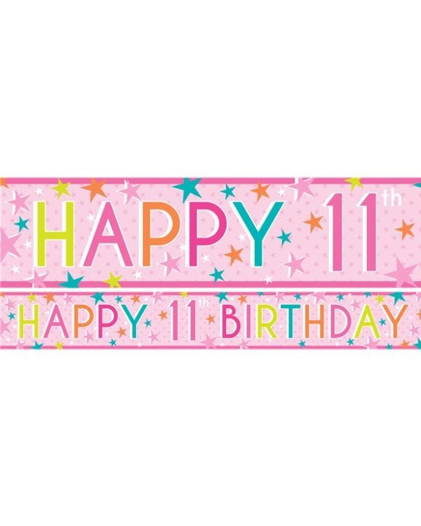 Girls 11th Birthday Paper Banners - 1m (3pk)