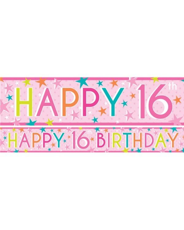 Girls 16th Birthday Paper Banners - 1m (3pk)