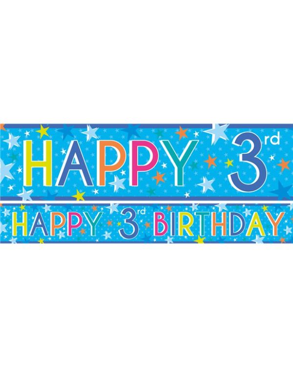 Boys 3rd Birthday Paper Banners - 1m (3pk)