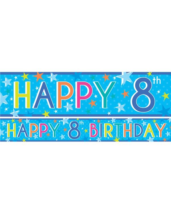 Boys 8th Birthday Paper Banners - 1m (3pk)