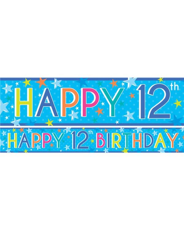 Boys 12th Birthday Paper Banners - 1m (3pk)