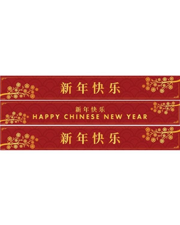 Happy Chinese New Year Paper Banners - 1m (3pk)