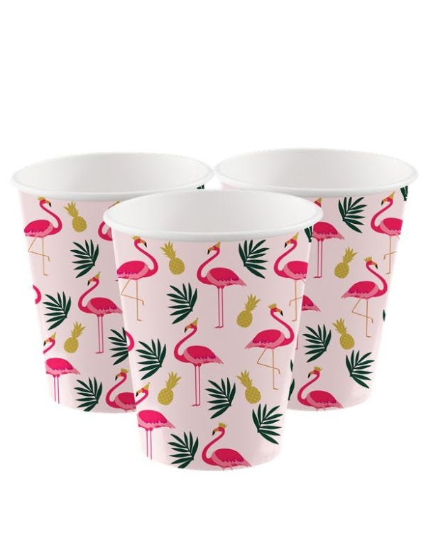 Tropical Flamingo Paper Cups - 250ml (8pk)