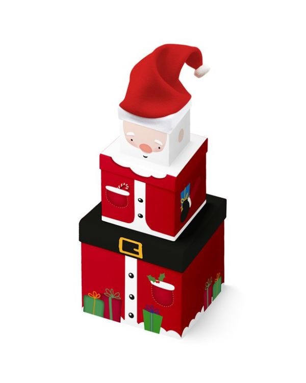 Santa Plush Stacking Boxes - 35cm