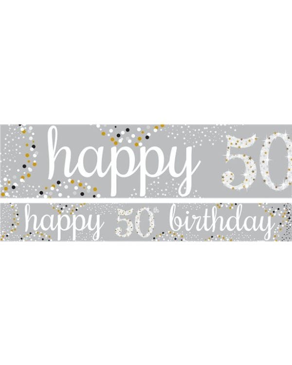 Happy 50th Birthday Celebration Paper Banners - 1m (3pk)