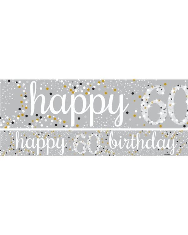 Happy 60th Birthday Celebration Paper Banners - 1m (3pk)