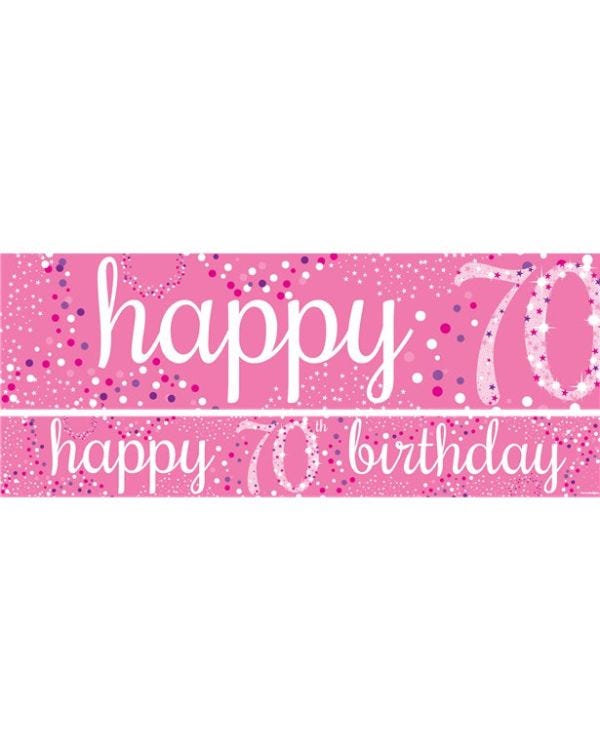 70th Birthday Pink Sparkling Celebration Paper Banners -1m (3pk)