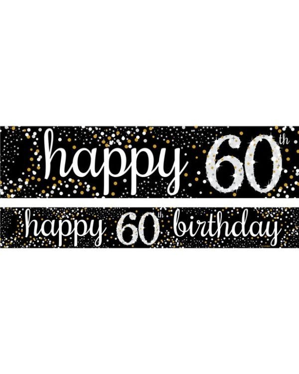 Happy 60th Birthday Blue Paper Banners - 1m (3pk)