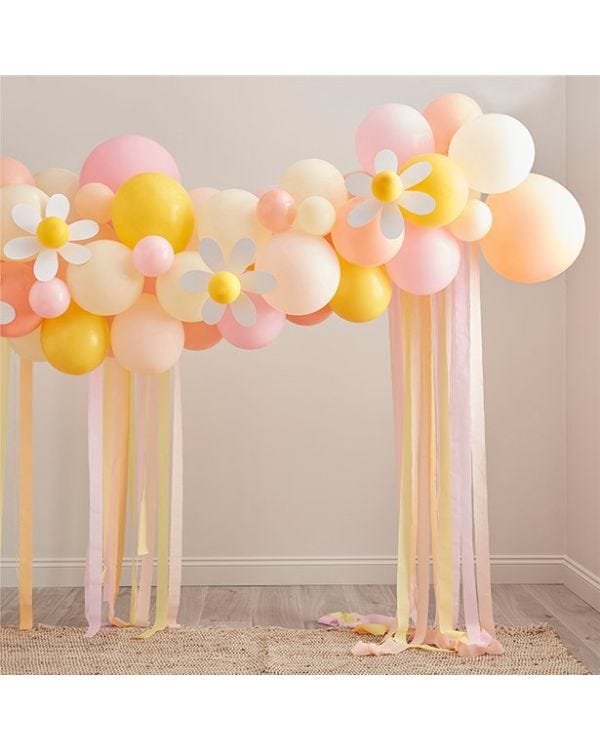 Happy Easter Spring Daisy Balloon Arch - 70 Balloons