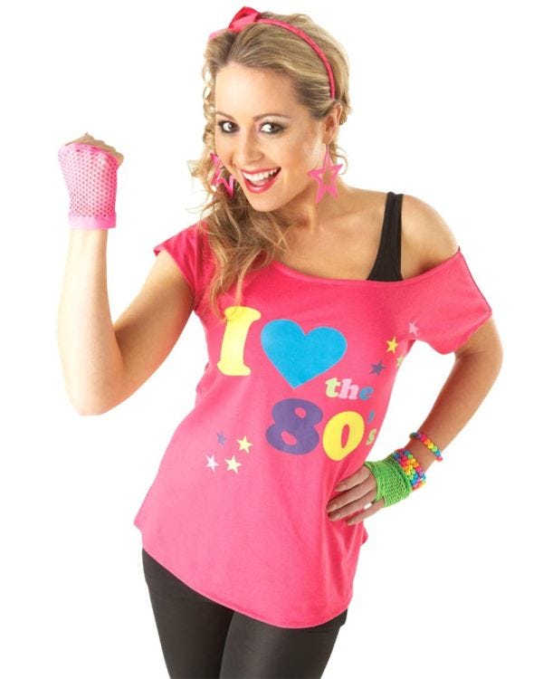 I Love the 80s Pink T Shirt - Adult Costume