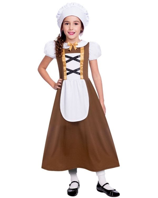 Tudor Girl Brown Dress - Child Costume