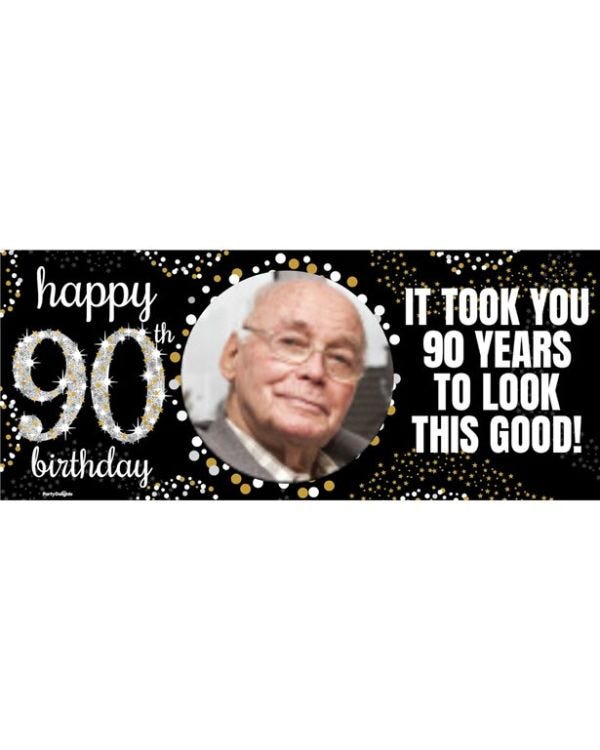 90th Sparkling Celebration Personalised Banner