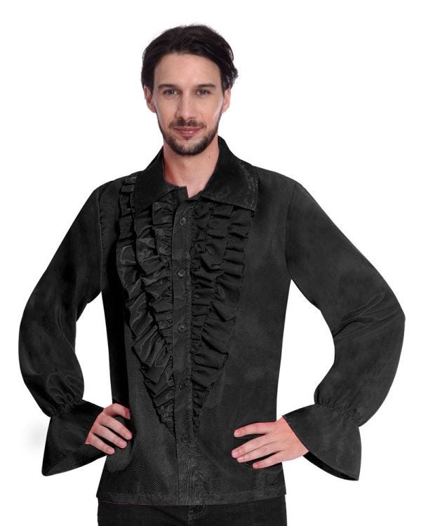 Black Satin Shirt - Adult Costume