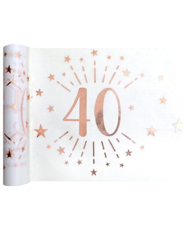 40th White Metallic Fabric Table Runner - 5m