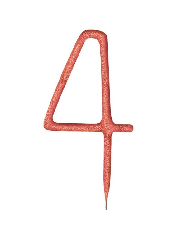 Rose Gold Sparkler Number 4 Candle - 17.8cm