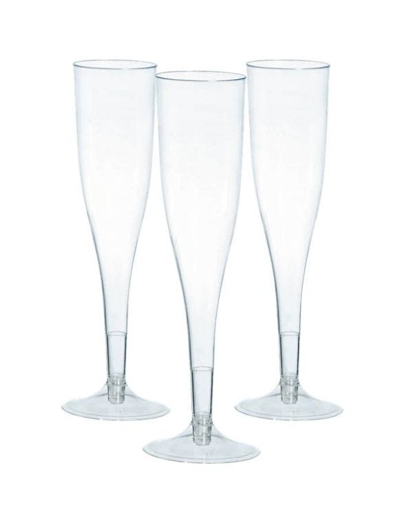 Clear Plastic Champagne Flutes - 162ml (20pk)