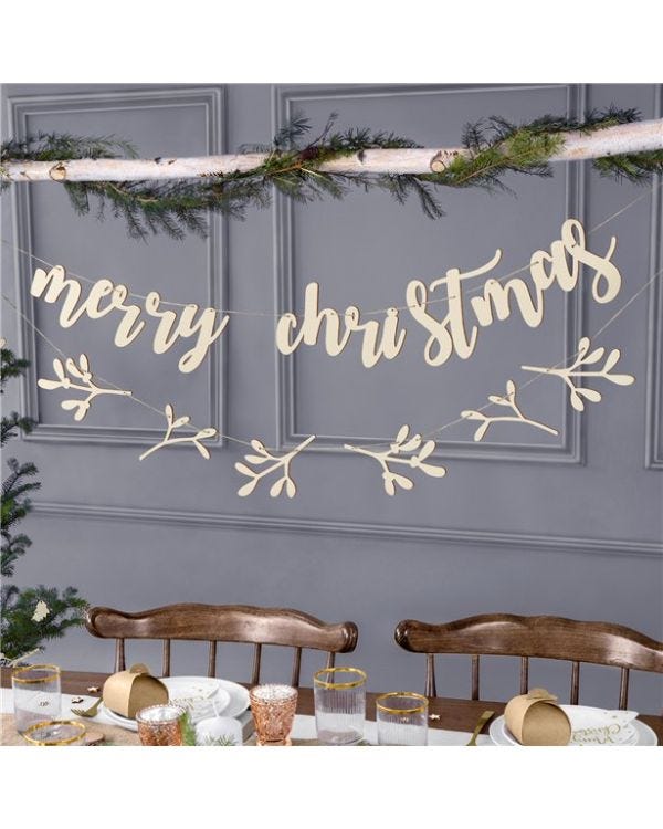 Merry Christmas Wooden Banner - 2m