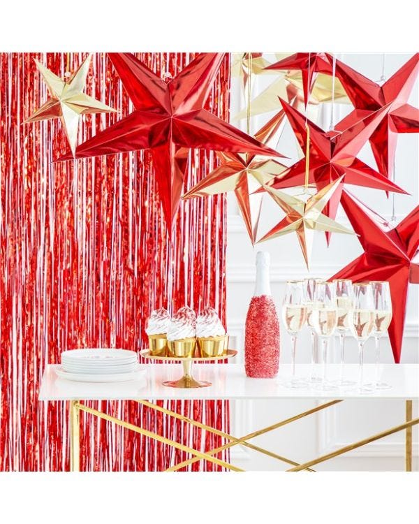 Red Paper Star Hanging Decoration - 70cm