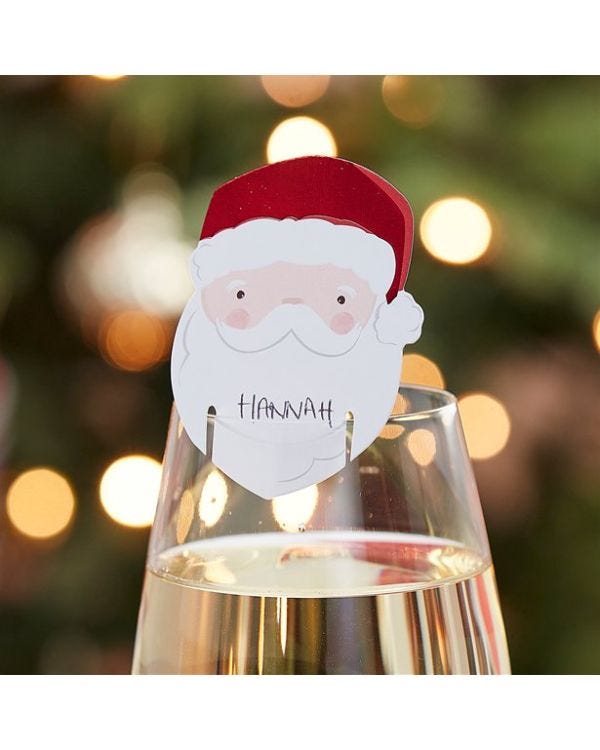 Santa Drink Topper Place Cards - 7.5cm (12pk)