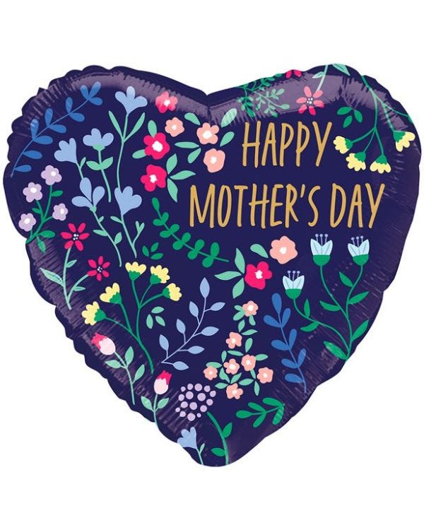 Mother&#039;s Day Floral Heart Foil Balloon - 18&quot;