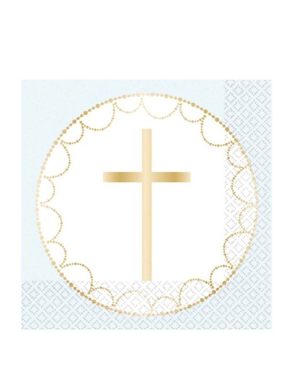 Blue Botanical Cross Napkins - 33cm (20pk)