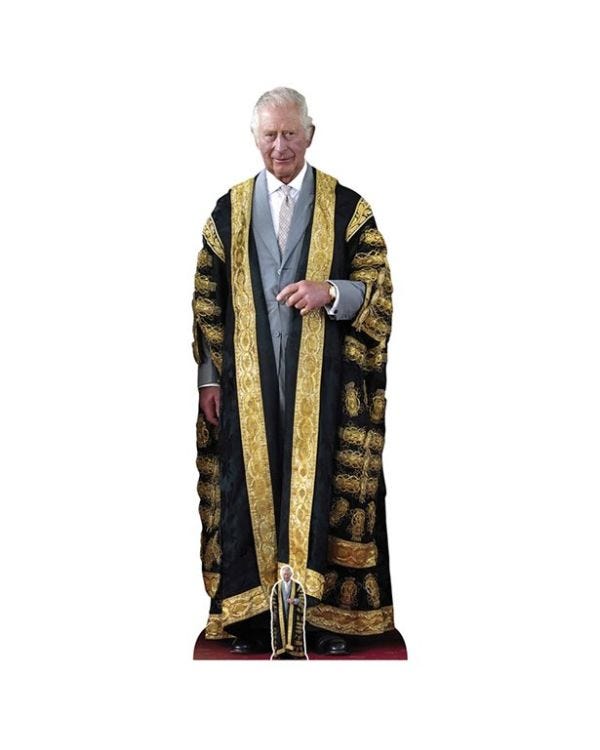 King Charles III Gold Cardboard Cutout - 179cm x 67cm
