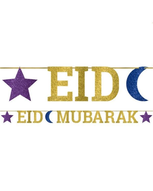 Eid Mubarak Glitter Paper Banner - 3.65m