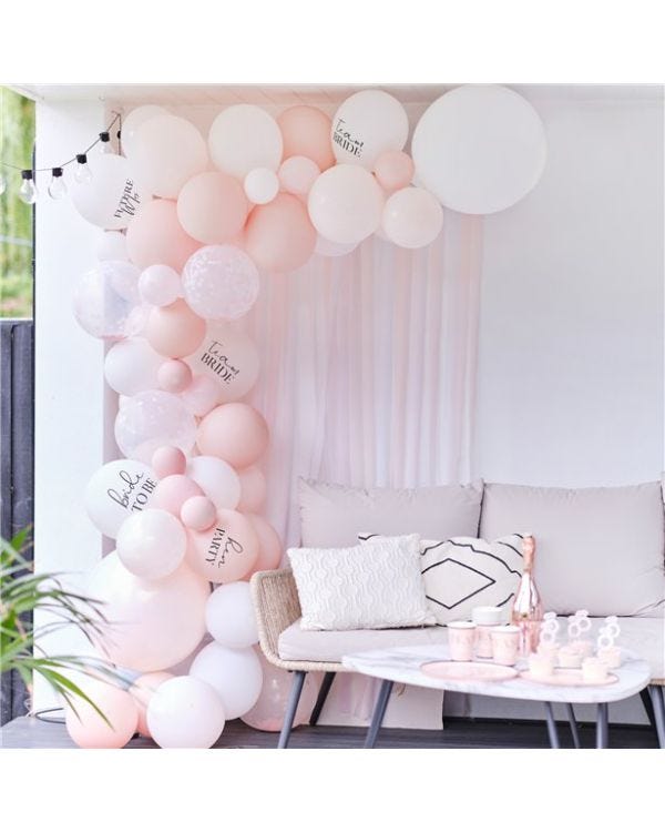 Future Mrs Pink Mix Latex Balloon Arch With Streamers - 55 Balloons
