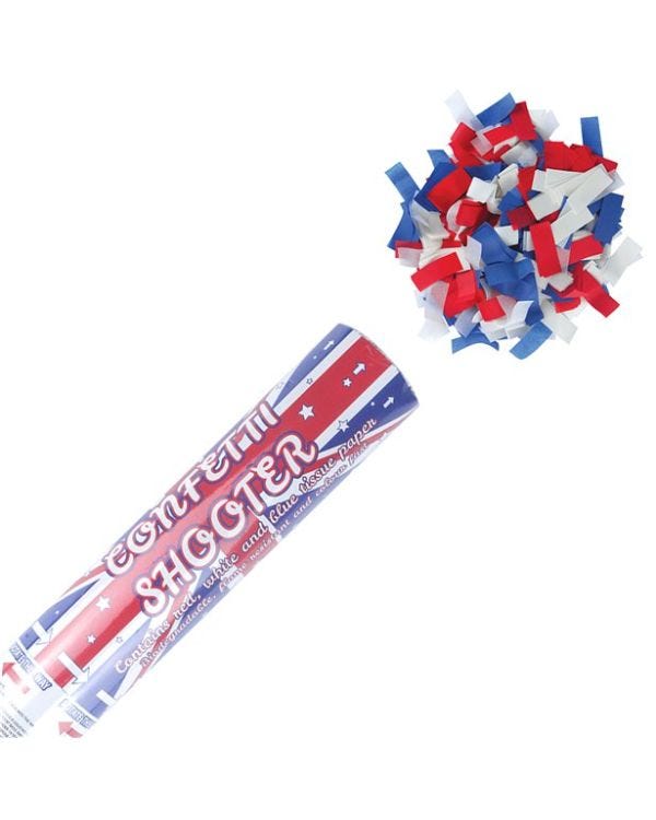 Union Jack Paper Confetti Cannon - 20cm