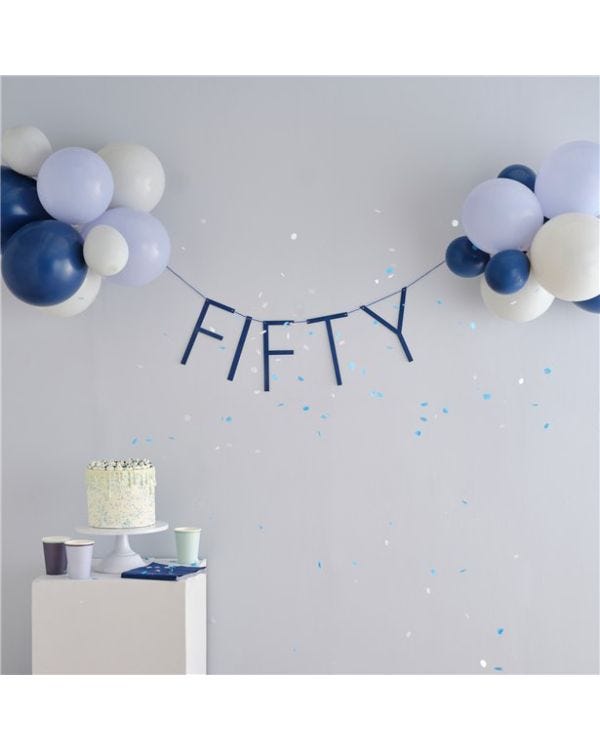 Mix it up Blue &#039;Fifty&#039; Banner and Latex Balloons