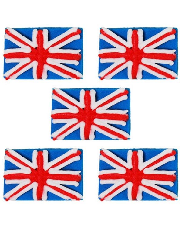 Union Jack Sugar Cake Toppers (5pk)