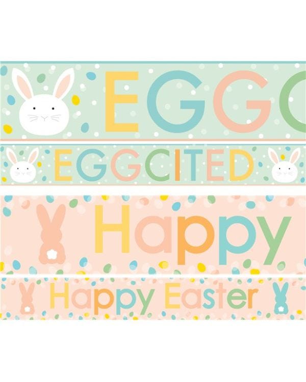 Happy Easter Eggcited Paper Banners - 1m (3pk)