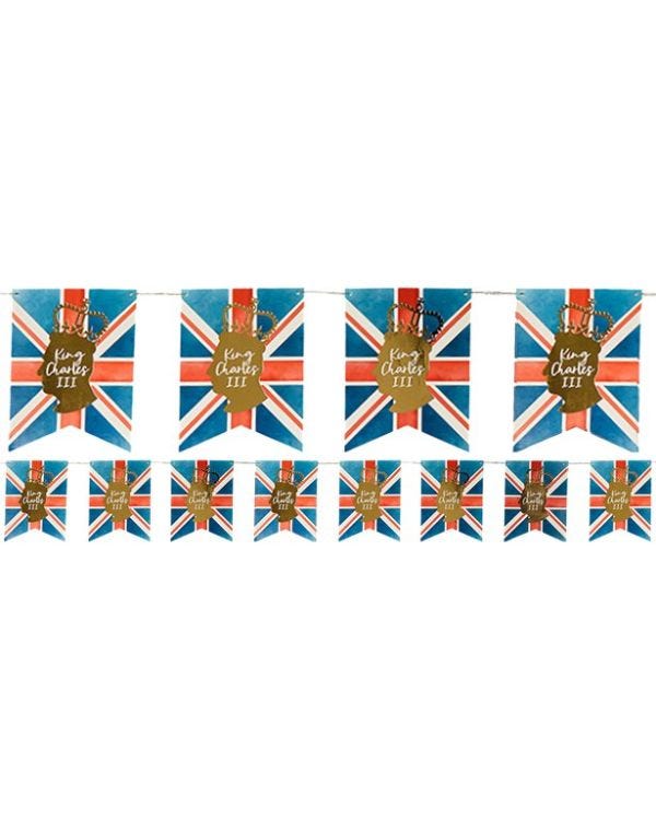 King Charles Paper Flag Bunting - 3m
