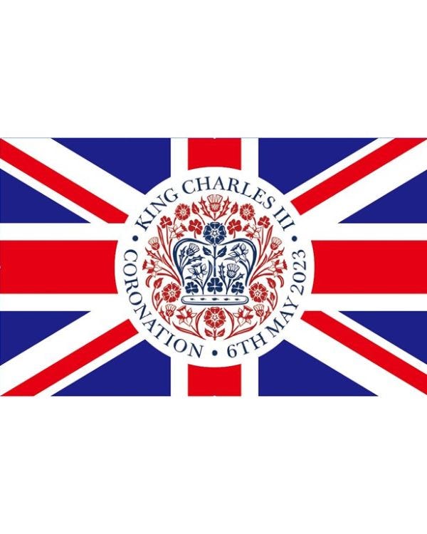 King Charles III Coronation 2023 Emblem Flag - 5ft x 3ft