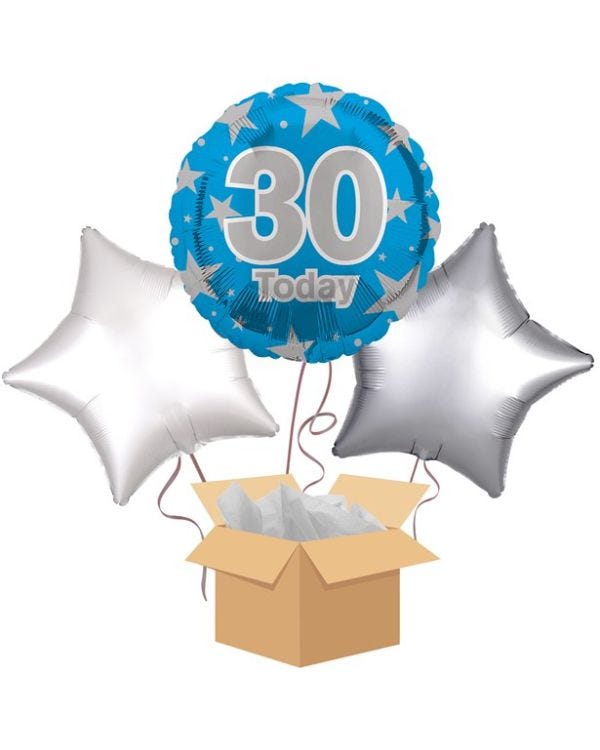 30 Today Blue Balloon Bouquet - Delivered Inflated
