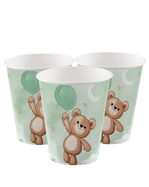 Teddy Bear Paper Cups - 256ml (8pk)