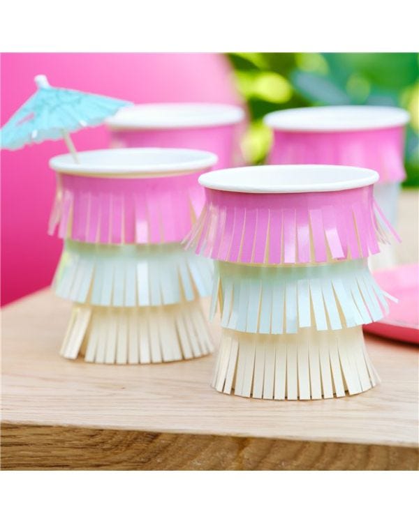 Tiki Tropics Tassel Fringed Paper Cups (8pk)
