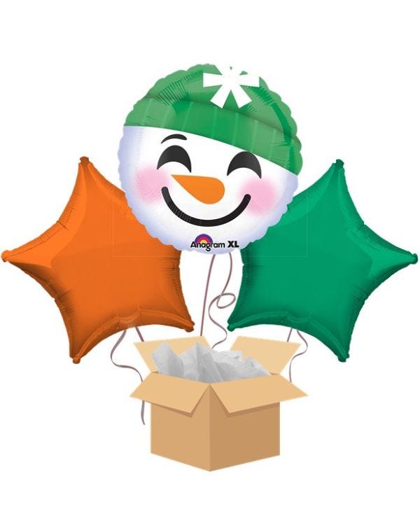 Snowman Balloon Bouquet - Delivered Inflated