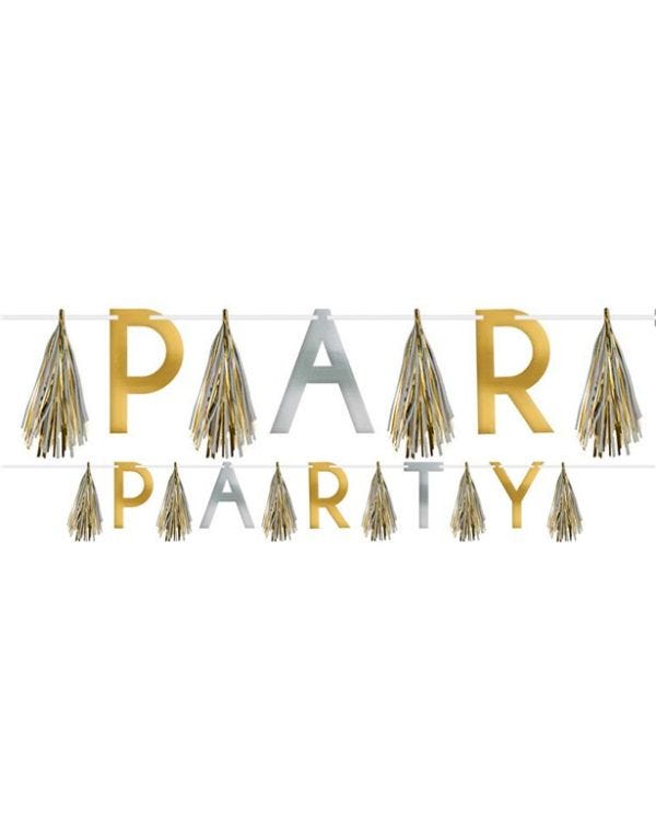 Silver &amp; Gold Party Tassle Garland - 3.4m