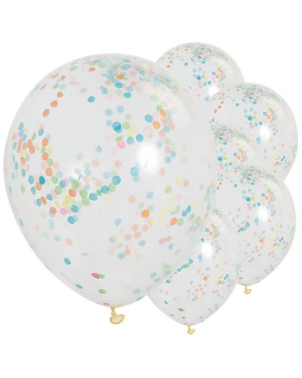 Multi Coloured Confetti Balloons - 12&quot; Latex (6pk)