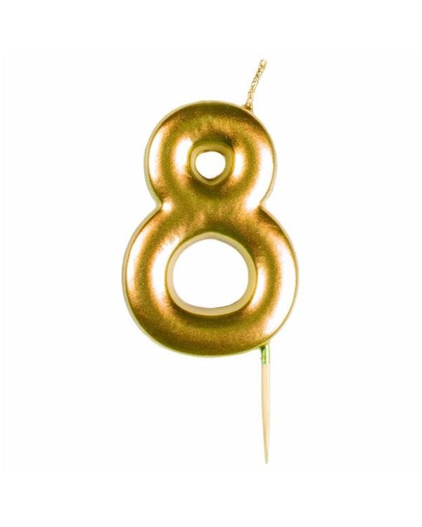 Number 8 Gold Candle