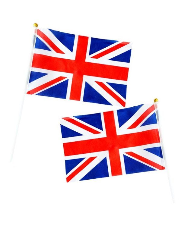 Union Jack Mini Hand Waving Flag - 15x22cm (6pk)