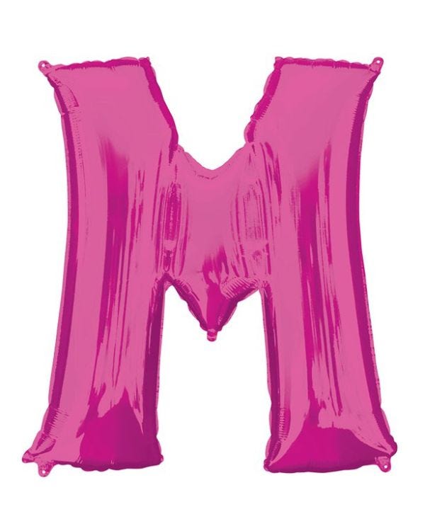 Pink Letter M Air Filled Balloon - 16&quot; Foil