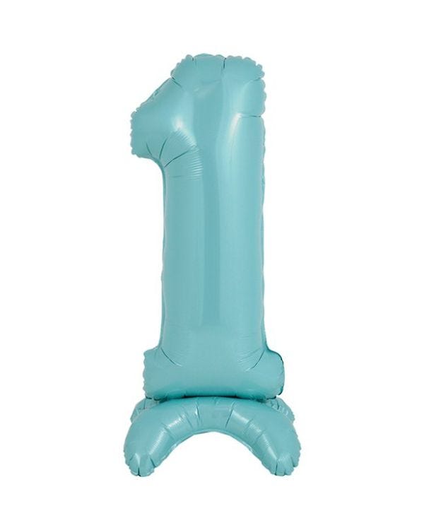 Number 1 Standing Pastel Blue Balloon - 25&quot; Foil