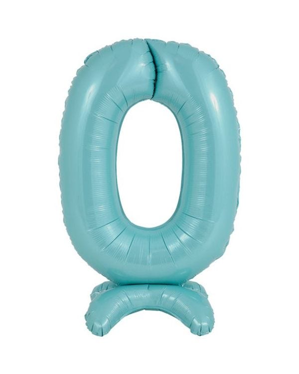 Number 0 Standing Pastel Blue Balloon - 25&quot; Foil
