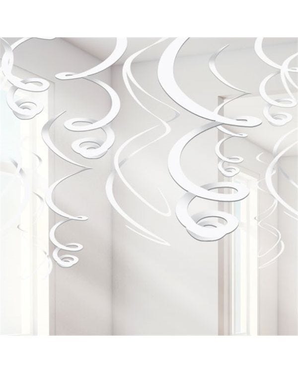 White Hanging Swirls Decoration - 55cm (12pk)