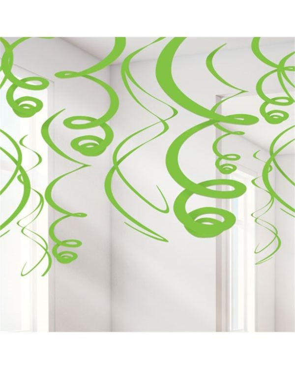 Lime Green Hanging Swirls Decoration - 55cm (12pk)