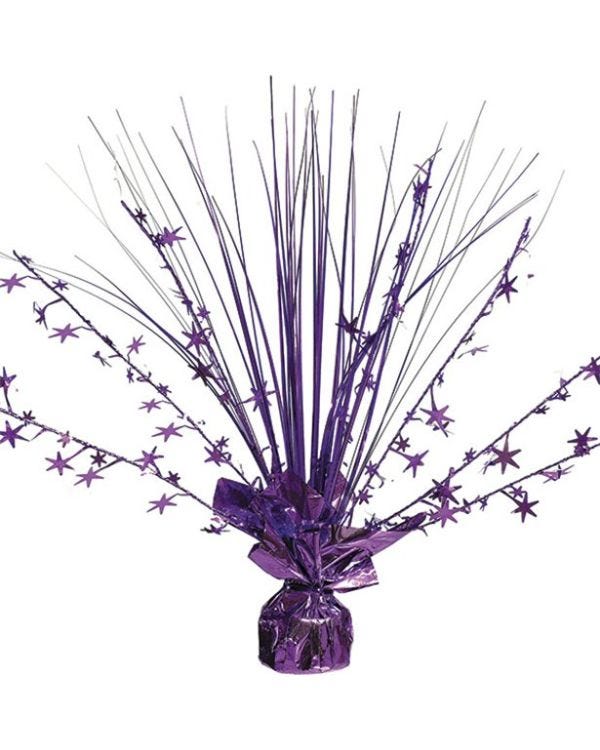 Purple Foil Spray Table Centrepiece - 30cm
