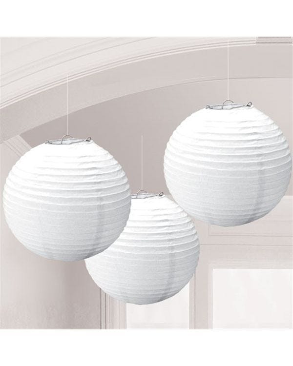 White Paper Lantern Decorations - 24cm (3pk)